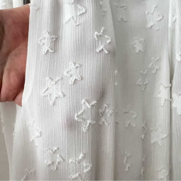 Ramy Brook White Sashah Star Pattern Blouson Longsleeve Mini Dress Medium - Picture 8 of 9